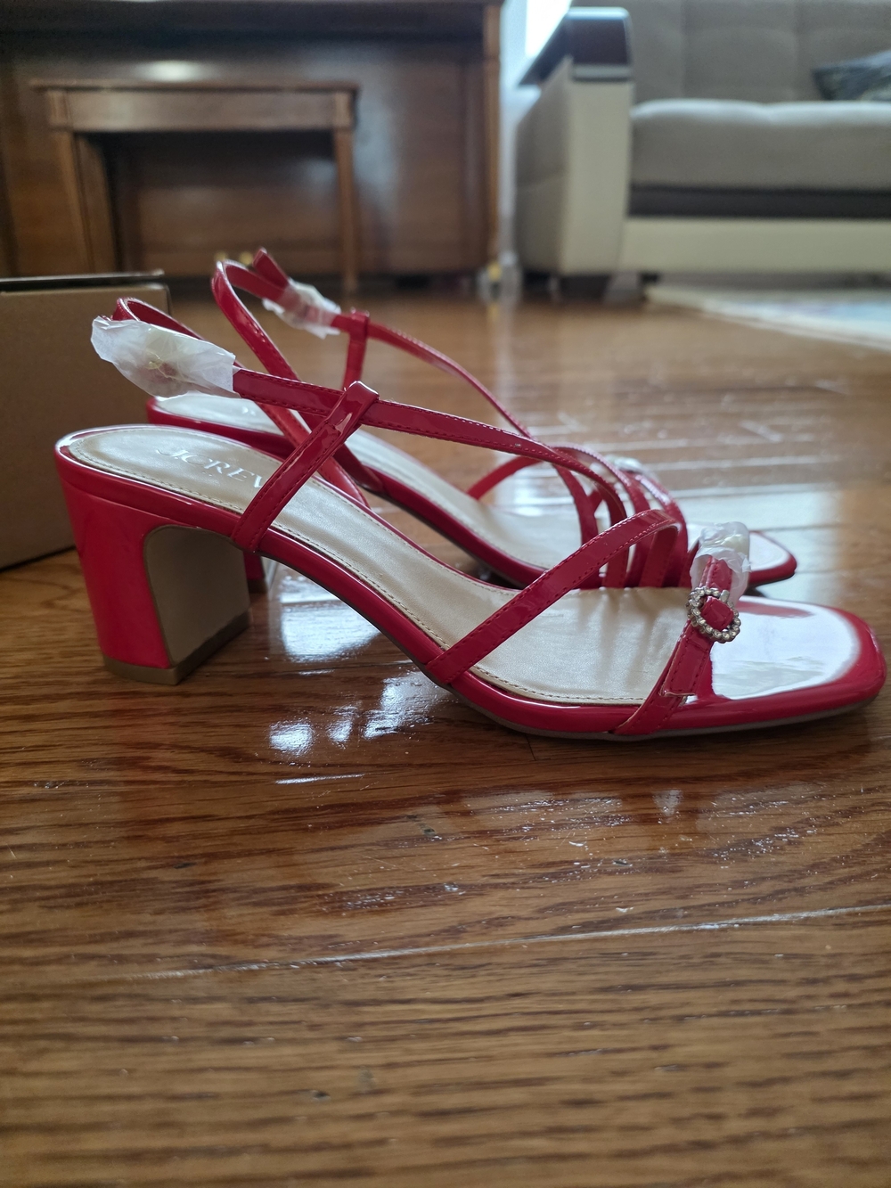 J. Crew Bright Red Patent Strappy Sandals - Picture 4 of 12